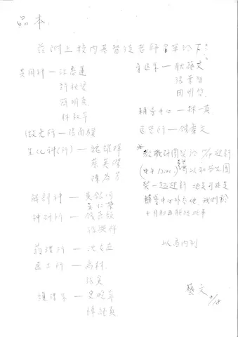 校內基督徒老師名單